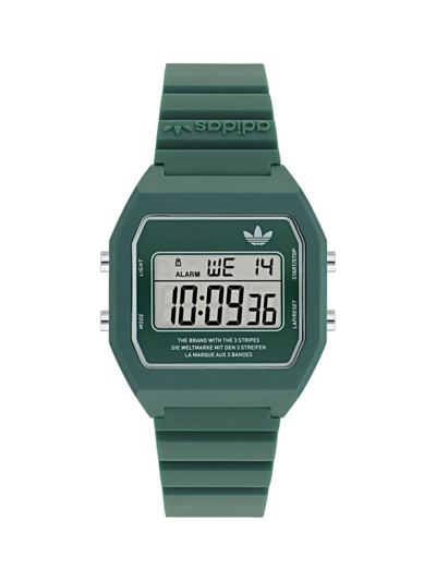 Shop Adidas Originals Men's Digital Two Resin Strap Watch/36mm In Green