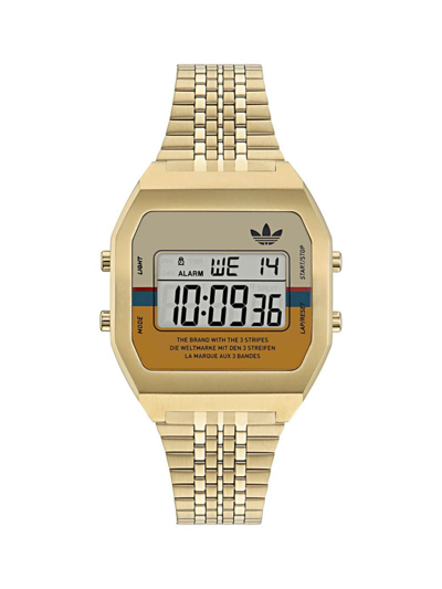 Shop Adidas Originals Men's Digital Two Ip Yellow Gold-played Stainless Steel Bracelet Watch/36mm