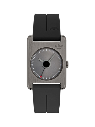 Shop Adidas Originals Men's Retro Pop Ome Ip Gunmetal-plated Stainless Steel & Silicone Strap Watch/31mm In Black