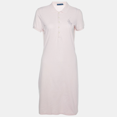 Pre-owned Ralph Lauren Pink Cotton Pique Polo Mini Dress M