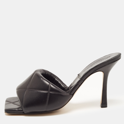 Pre-owned Bottega Veneta Black Leather Lido Slide Sandals Size 38.5