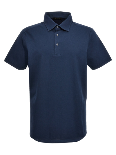 Shop Loro Piana Piquet Cotton  Shirt Polo Blue