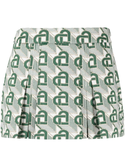 Shop Casablanca Monogram Mini Skirt In Grigio E Verde