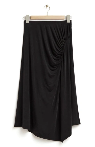 & Other Stories Asymmetric Midi Skirt In Black