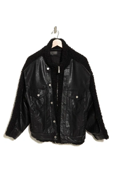 Shop Blanknyc Faux Leather & Faux Shearling Jacket In Edge To Edge