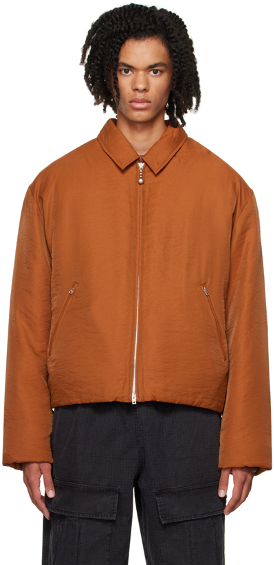 Shop Acne Studios Orange Crinkled Down Jacket In Ac7 Ginger Orange