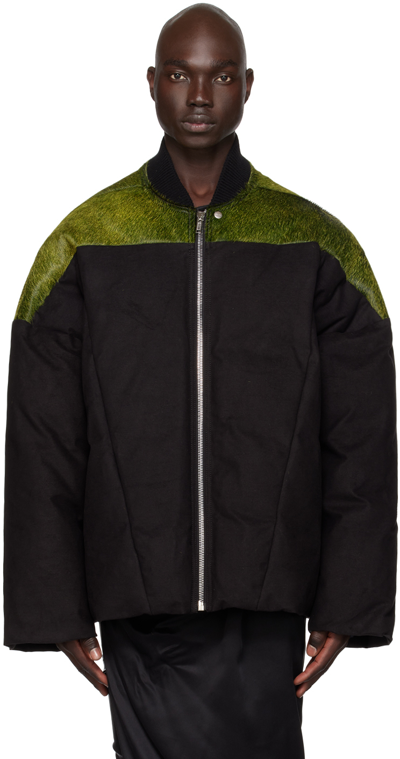 Shop Rick Owens Black Flight Leather Down Jacket In 5209 Acid Melange/bl