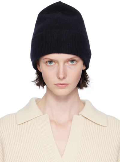 Shop Joseph Navy Brushed Cashmere Beanie In 0370 Navy