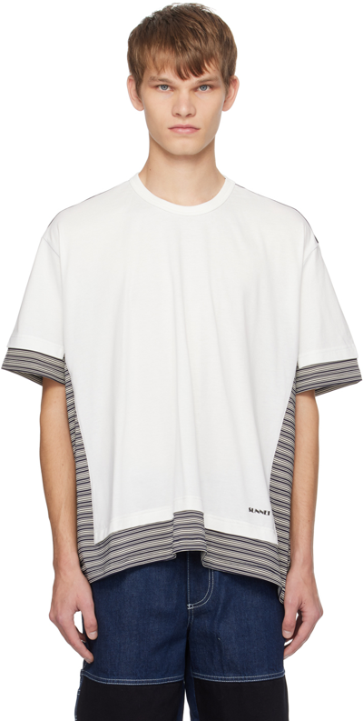 Shop Sunnei Off-white & Green Double T-shirt In 7433 Off White Ppt