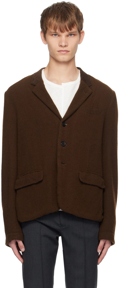 Shop Undercover Brown Button Blazer In Dark Brown