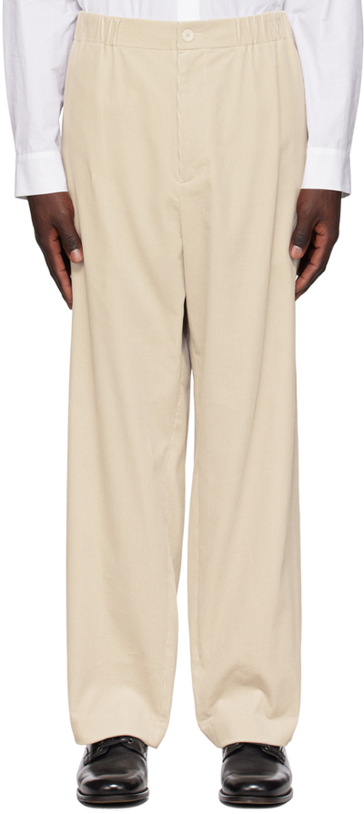 Shop Aton Off-white Easy Wide Trousers In 002 Warm White