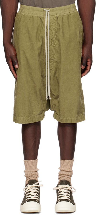 Shop Rick Owens Drkshdw Khaki Pods Shorts In 25 Pale Green