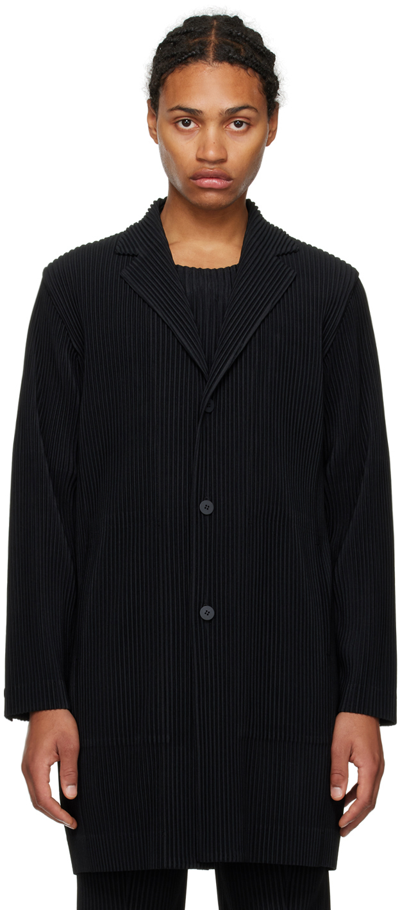 Shop Issey Miyake Black Single-breasted Coat In 15-black