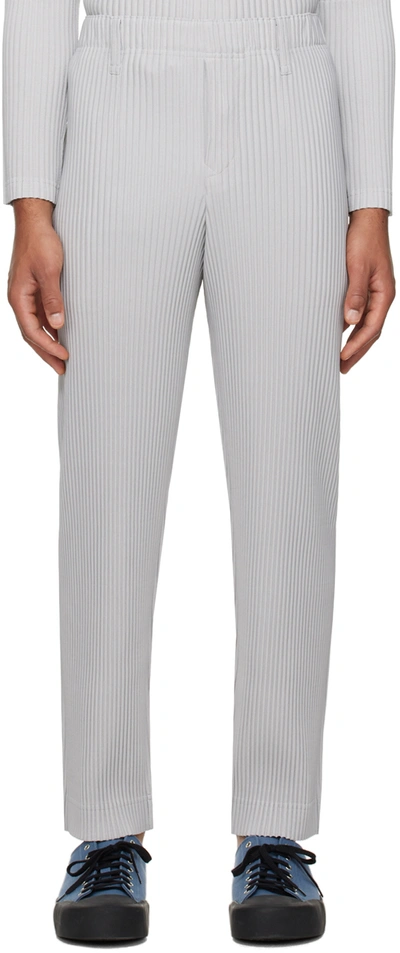Shop Issey Miyake Gray Basics Trousers In 11-lt.gray