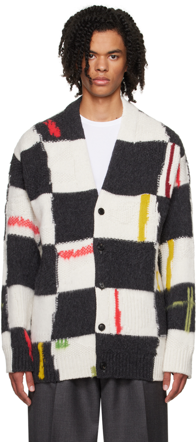 Shop Zegna X The Elder Statesman White & Black Check Cardigan In 120 White And Black