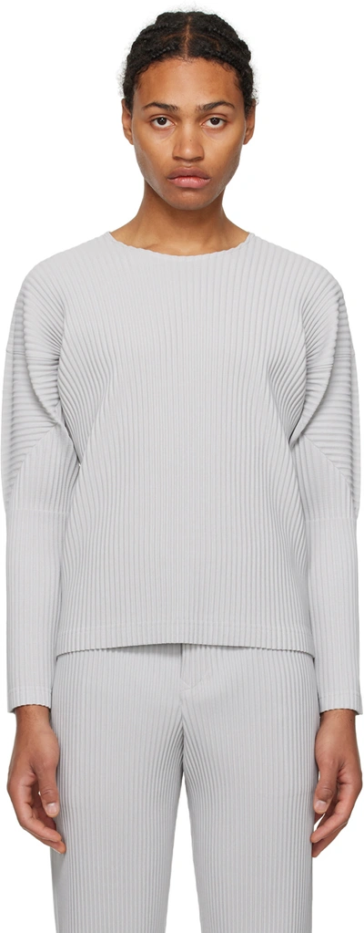 Shop Issey Miyake Gray Basics Long Sleeve T-shirt In 11-lt.gray