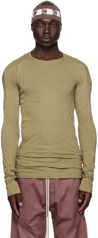 Shop Rick Owens Drkshdw Khaki Scarification Long Sleeve T-shirt In 25 Pale Green