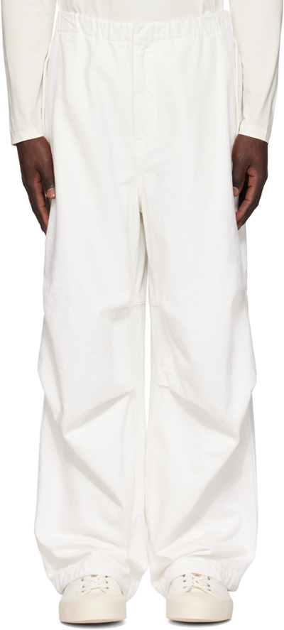 Shop Jil Sander White Drawstring Denim Trousers In 102 Porcelain