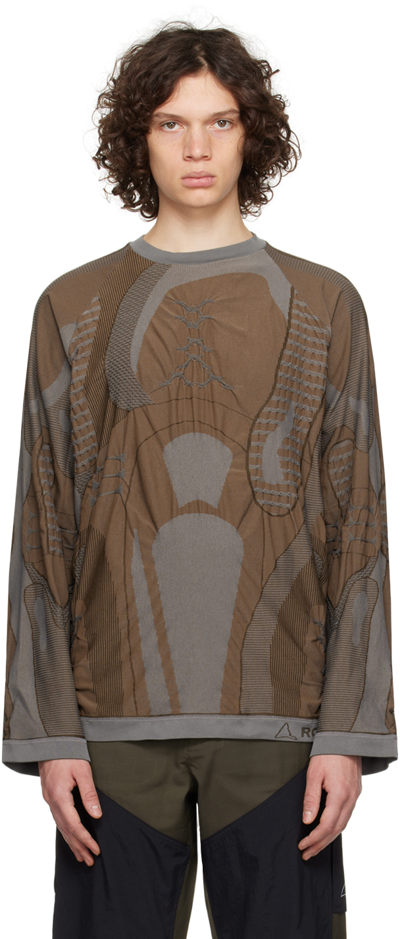 Shop Roa Brown & Gray Oversize Sweater In Brown / Grey