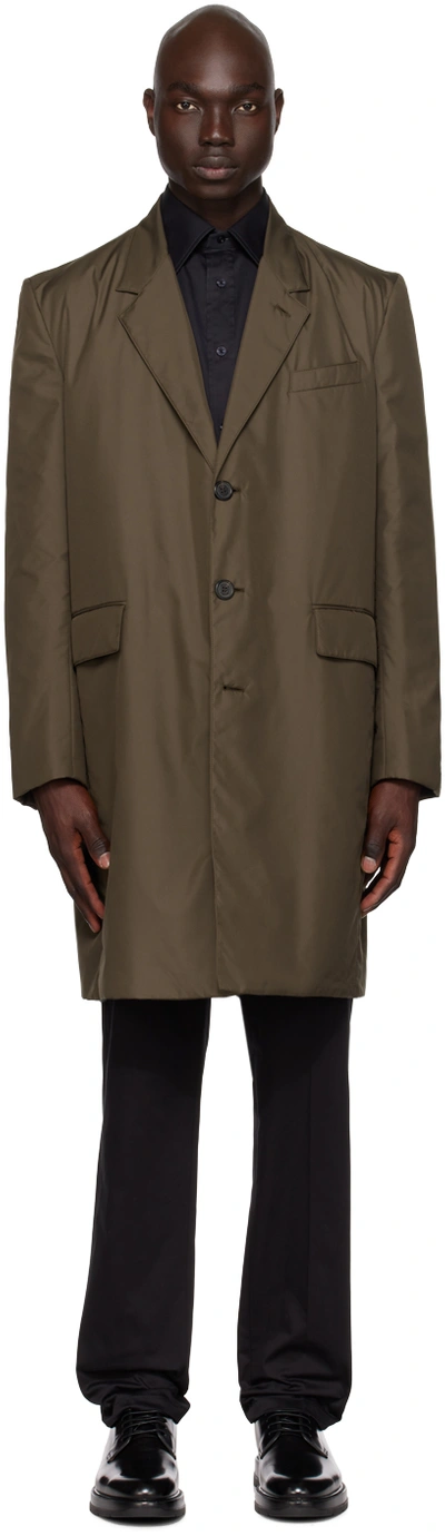 Shop Dunhill Gray Button Coat In Clay 029