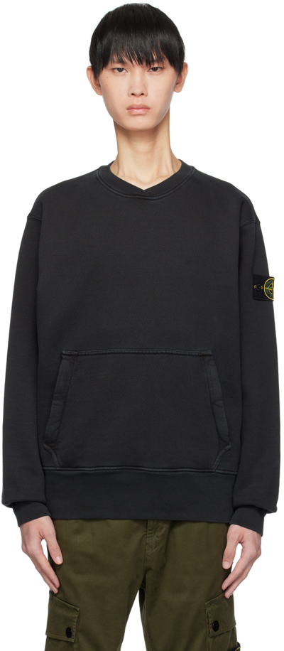 Shop Stone Island Black Garment-dyed Sweatshirt In V0129 Black