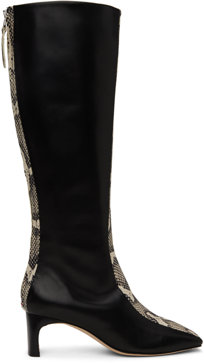 Shop Aeyde Black & Off-white Morgane Boots In Black/creamy