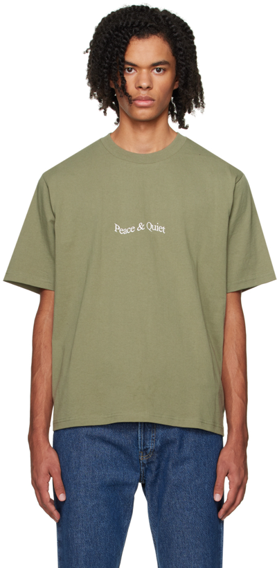 Shop Museum Of Peace And Quiet Khaki Wordmark T-shirt In Olive