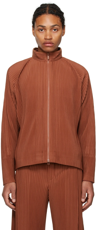 Shop Issey Miyake Orange Monthly Color October Jacket In 46-ginger Brown