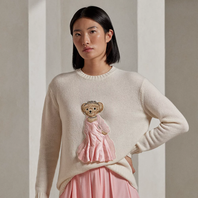Shop Ralph Lauren Lunar New Year Polo Bear Sweater In Lux Cream