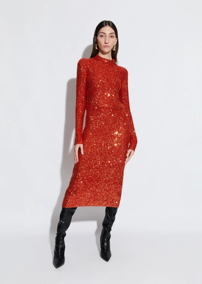 Lapointe Cashmere Sequin Midi Skirt In L