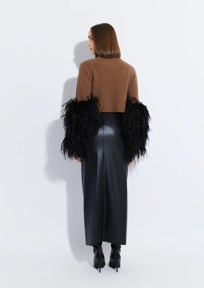 Lapointe Cashmere Silk Cropped Raglan Sweater With Feather Sleeve