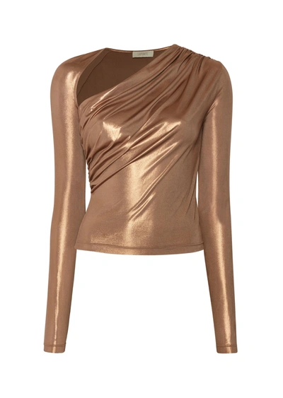 Lapointe Coated Jersey Asymmetrical Ruched Top In 12