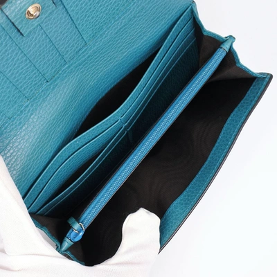 Shop Gucci Interlocking G Blue Leather Wallet  ()