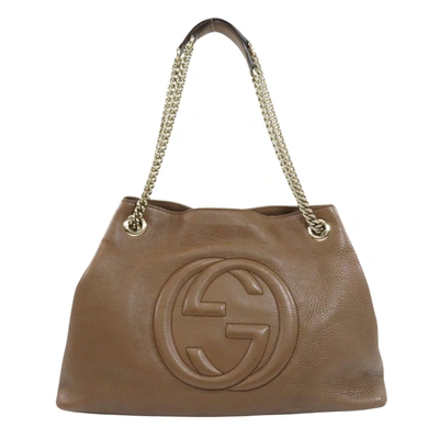 Shop Gucci Soho Brown Pony-style Calfskin Tote Bag ()