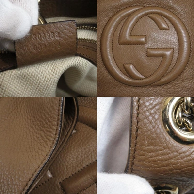 Shop Gucci Soho Brown Pony-style Calfskin Tote Bag ()