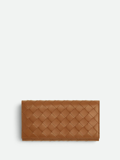 Bottega Veneta Intrecciato Large Flap Wallet In Brown