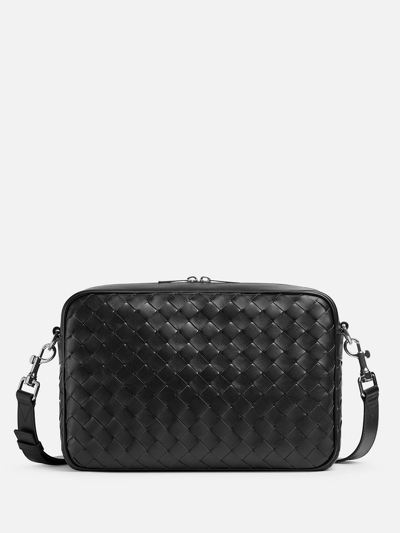 Shop Bottega Veneta Camera Bag Intrecciato Media In Black