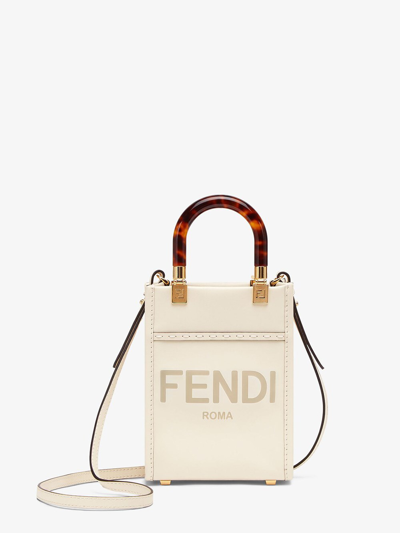 Shop Fendi Mini Sunshine Logo Tote In White