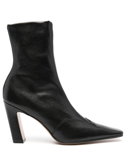 Shop Khaite Dallas 85 Ankle Boots In Stretch Leather In Black