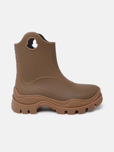 Shop Moncler 'misty' Black Pvc Rain Boots In Beige