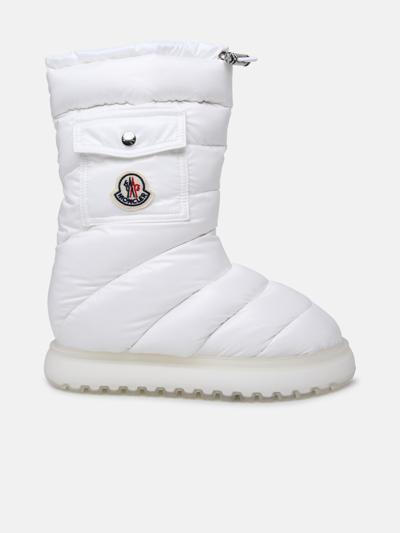 Shop Moncler 'gaia Pocket' Mid Boots In White Laqué Nylon