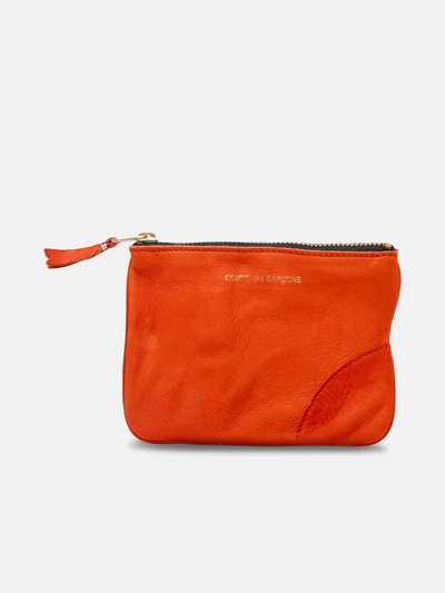 Shop Comme Des Garçons Orange Leather Card Holder