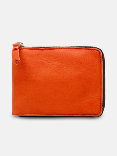 Shop Comme Des Garçons Green Leather Wallet In Orange