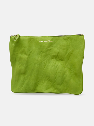 Shop Comme Des Garçons Green Leather Envelope