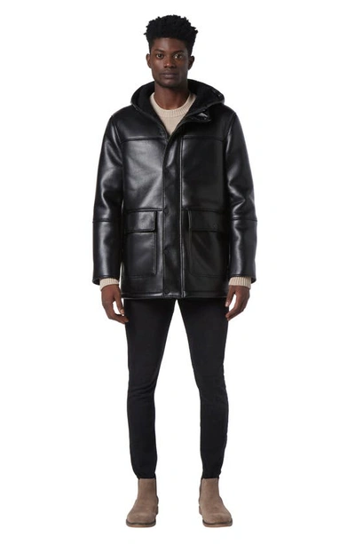 Shop Andrew Marc Donohue Water Resistant Faux Leather Jacket In Black