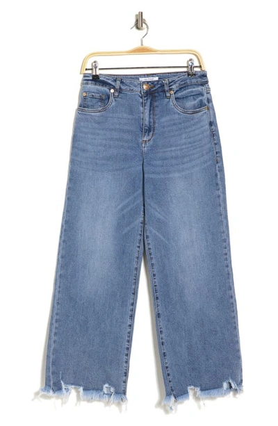 Shop Sts Blue Sabrina High Waist Wide Leg Raw Hem Jeans In Hillman