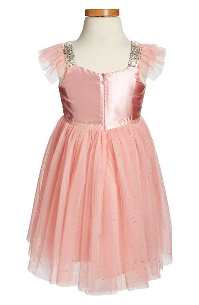 Popatu Sequin Bodice Tulle Dress In Peach