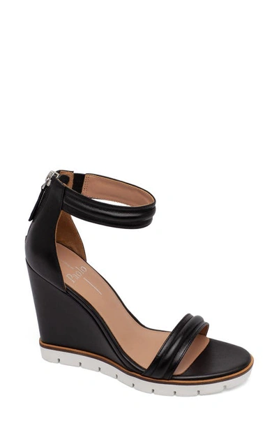 Shop Linea Paolo Evyne Wedge Sandal In Black Leather