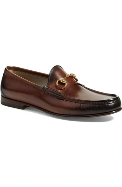 Shop Gucci 'roos' Bit Loafer In Cocoa Leather