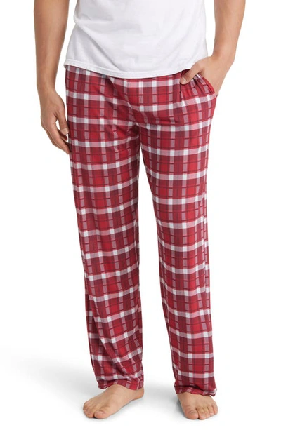 Shop Tommy John Second Skin Pajama Pants In Emboldened Red Fireplace Plaid